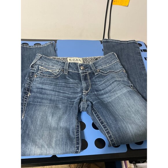 ARIAT Women Mid Rise Straight Jeans Blue size 27S (short) - Picture 12 of 13